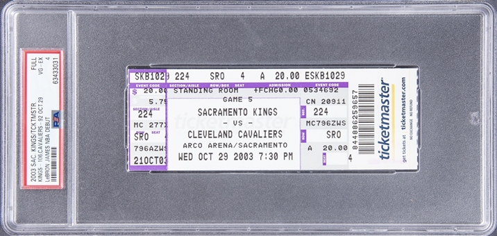2003 LeBron James Cleveland Cavaliers vs Sacramento Kings Debut Game Full Ticket (PSA VG-EX 4)